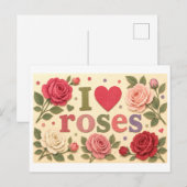 "Ich [Herz] Rosen" Postkarte (Vorne/Hinten)
