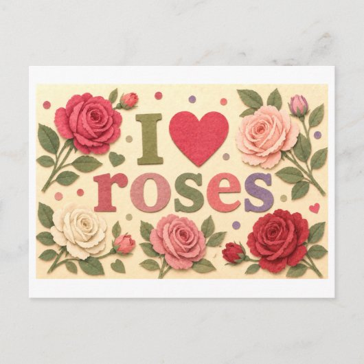 "Ich [Herz] Rosen" Postkarte (Vorderseite)