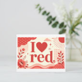"Ich [Herz] Rot" Postkarte (Stehend Vorderseite)