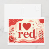 "Ich [Herz] Rot" Postkarte (Vorne/Hinten)