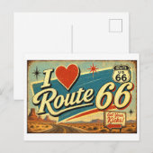 "Ich [Herz] Route 66" Postkarte (Vorne/Hinten)
