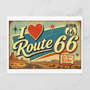 "Ich [Herz] Route 66" Postkarte