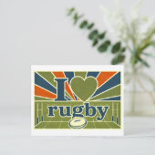 "Ich [Herz] Rugby" Postkarte (Stehend Vorderseite)