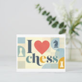"Ich [Herz] Schach" Postkarte (Stehend Vorderseite)