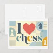 "Ich [Herz] Schach" Postkarte (Vorne/Hinten)