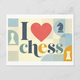 "Ich [Herz] Schach" Postkarte