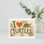 "Ich [Herz] Schildkröten" Postkarte (Stehend Vorderseite)