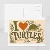 "Ich [Herz] Schildkröten" Postkarte (Vorne/Hinten)