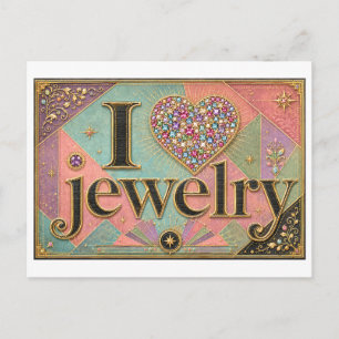 "Ich [Herz] Schmuck" Postkarte