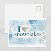 "Ich [Herz] Schneeflocken" Postkarte (Vorne/Hinten)