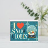 "Ich [Herz] Schneekugeln" Postkarte (Stehend Vorderseite)
