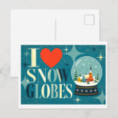 "Ich [Herz] Schneekugeln" Postkarte (Vorne/Hinten)