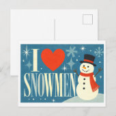 "Ich [Herz] Schneemänner" Postkarte (Vorne/Hinten)