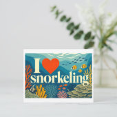 "Ich [Herz] Schnorcheln" Postkarte (Stehend Vorderseite)