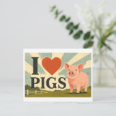 "Ich [Herz] Schweine" Postkarte (Stehend Vorderseite)