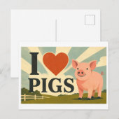"Ich [Herz] Schweine" Postkarte (Vorne/Hinten)