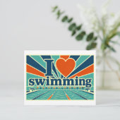 "Ich [Herz] Schwimmen" Postkarte (Stehend Vorderseite)