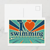 "Ich [Herz] Schwimmen" Postkarte (Vorne/Hinten)