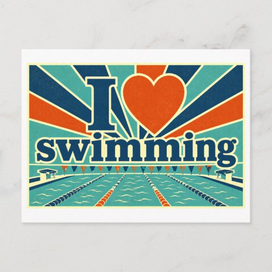"Ich [Herz] Schwimmen" Postkarte (Vorderseite)