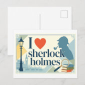 "Ich [Herz] Sherlock Holmes" Postkarte (Vorne/Hinten)