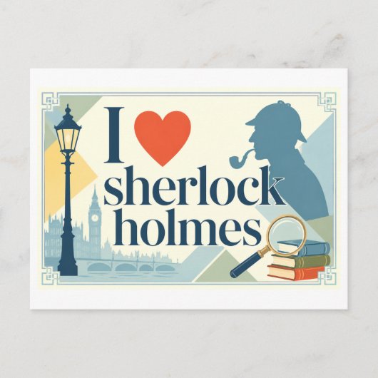 "Ich [Herz] Sherlock Holmes" Postkarte (Vorderseite)