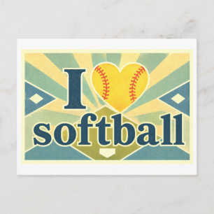 "Ich [Herz] Softball" Postkarte