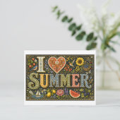 "Ich [Herz] Sommer" Postkarte (Stehend Vorderseite)