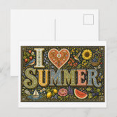 "Ich [Herz] Sommer" Postkarte (Vorne/Hinten)