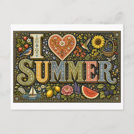 "Ich [Herz] Sommer" Postkarte (Vorderseite)