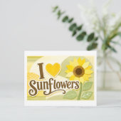 "Ich [Herz] Sonnenblumen" Postkarte (Stehend Vorderseite)