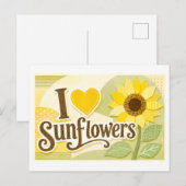"Ich [Herz] Sonnenblumen" Postkarte (Vorne/Hinten)