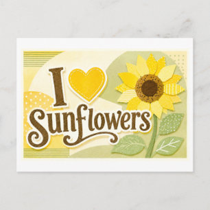 "Ich [Herz] Sonnenblumen" Postkarte