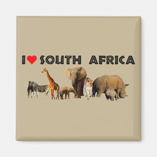 Ich Herz South Africa Wildlife Collage Magnet