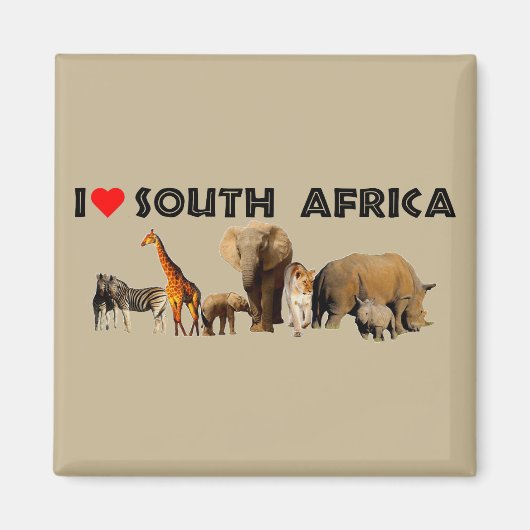 Ich Herz South Africa Wildlife Collage Magnet (Vorne)