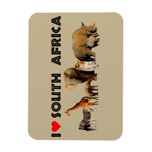 Ich Herz South Africa Wildlife Collage Magnet (Vertikal)