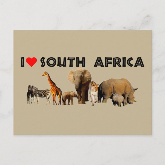 Ich Herz South Africa Wildlife Collage Postkarte (Vorderseite)