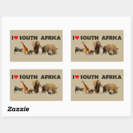 Ich Herz South Africa Wildlife Collage Rechteckiger Aufkleber