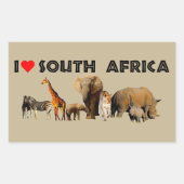 Ich Herz South Africa Wildlife Collage Rechteckiger Aufkleber (Vorderseite)