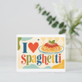 "Ich [Herz] Spaghetti" Postkarte (Stehend Vorderseite)