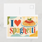 "Ich [Herz] Spaghetti" Postkarte (Vorne/Hinten)