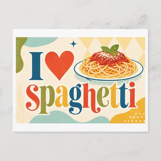 "Ich [Herz] Spaghetti" Postkarte (Vorderseite)