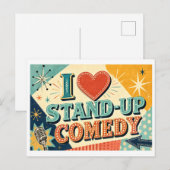 "Ich [Herz] Stand-Up-Comedy" Postkarte (Vorne/Hinten)