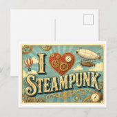 "Ich [Herz] Steampunk" Postkarte (Vorne/Hinten)