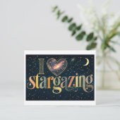 "Ich [Herz] Sternengucken" Postkarte (Stehend Vorderseite)