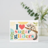 "Ich [Herz] Sugar Glider" Postkarte (Stehend Vorderseite)