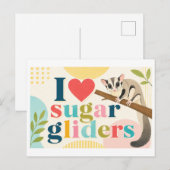 "Ich [Herz] Sugar Glider" Postkarte (Vorne/Hinten)