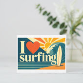 "Ich [Herz] Surfen" Postkarte (Stehend Vorderseite)