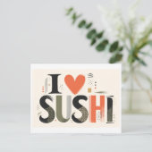 "Ich [Herz] Sushi" Postkarte (Stehend Vorderseite)