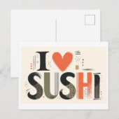 "Ich [Herz] Sushi" Postkarte (Vorne/Hinten)