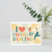 "Ich [Herz] Swingtanzen" Postkarte (Stehend Vorderseite)